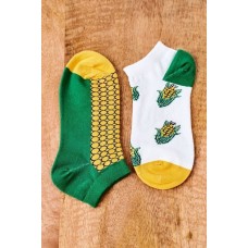 Nesuderintos kojinės su kukurūzų balta-žalia spalva