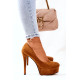 Klasikinis suede platforminis stiletas Camel Silly