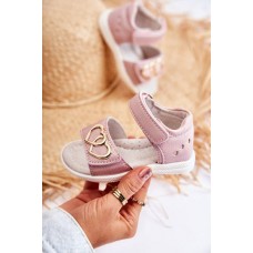 Odiniai vaikiški sandalai su lipnia juostele Pink Catia