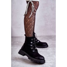 Moteriški šilti zomšiniai batai su briaunuota juoda Helia