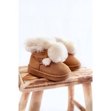 Vaikiški jaunimo šilti sniego batai rudi ir balti stogu
