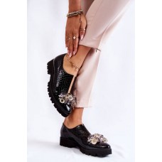 Elegantiški lakuoti batai su krokodilo ornamentu juoda Cindy