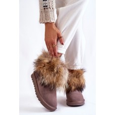 Moteriški zomšiniai sniego batai su kailiu pilka Alexa