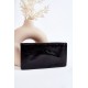 Didelė moteriška odinė piniginė su užtrauktuku juodu blizgesiu