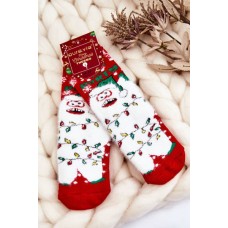 Vaikiškos kalėdinės medvilninės termoaktyvios kojinės Yeti Red