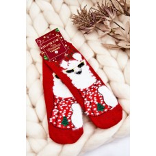 Vaikiškos kalėdinės medvilnės termoaktyvios kojinės Alpaca Red