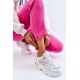 Madingi moteriški sportbačiai su platforma, balti-rožiniai Biko