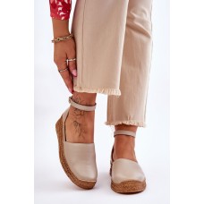 Moteriškos odinės espadrilės sandalai Beige Moise