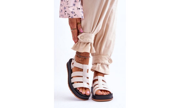 ZAXY moteriškos veganiškos Velcro sandalai JJ285015 Šviesiai smėlio spalvos