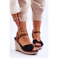 Moteriški sandalai su pleištiniais papuošimais Black Candice