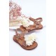 Madingi vaikiški sandalai su gėlėmis smėlio spalvos polietileno