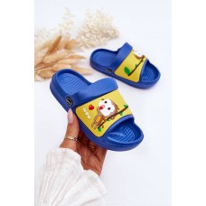 Lengvi vaikiški sandalai su gyvūnų motyvais mėlyna-geltona Rico