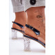 Dekoruoti aukštakulniai sandalai tamsiai mėlyni SBarski MR1037-16