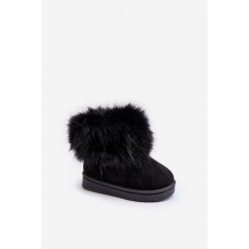 Dětské zateplené boty sněhové s kožešinou černé Nohie