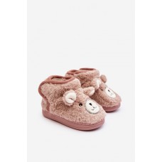 Dětské teplé pantofle s medvídkem Růžové Eberra