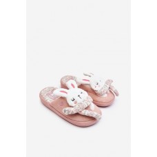 Dětské pantofle na tlusté podrážce se zajíčky růžové Dasca