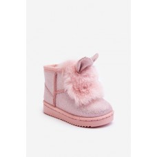 Dětské zimní boty s kožešinou a ušima světle růžové Betty