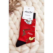 Pánské ponožky s asijskými těstovinami v červené barvě