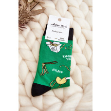 Mužské ponožky s asijskými těstovinami zelené