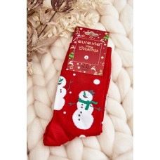 Mužské Vánoční Bavlněné Ponožky S Panáčky Červené