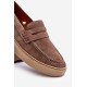 Mužské Semišové Polobotky Loafersy Zazoo 1574 Tmavě Beige