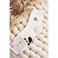 Dámské bavlněné ponožky s nášivkou medvěda bílé