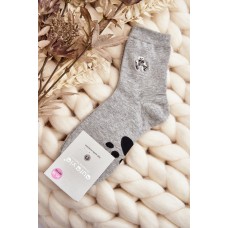 Dámské bavlněné ponožky s nášivkou Medvěd šedé