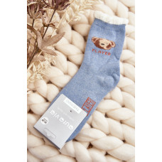 Husté Bavlněné Ponožky S Medvídkem Modré