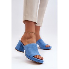Dámské sandály na podpatku modré Bralya