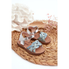 Dětské sandálky se suchým zipem s propletenými pásky modré Dianttha