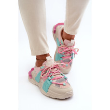 Dámské stylové sportovní boty s šněrováním růžovo-mátové Chillout!