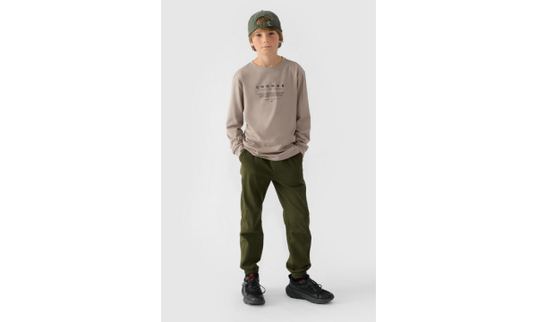 Chlapecké Kalhoty Jogger Casual Hladké 4F Khaki 4FJWMM00TTROM0812-43S